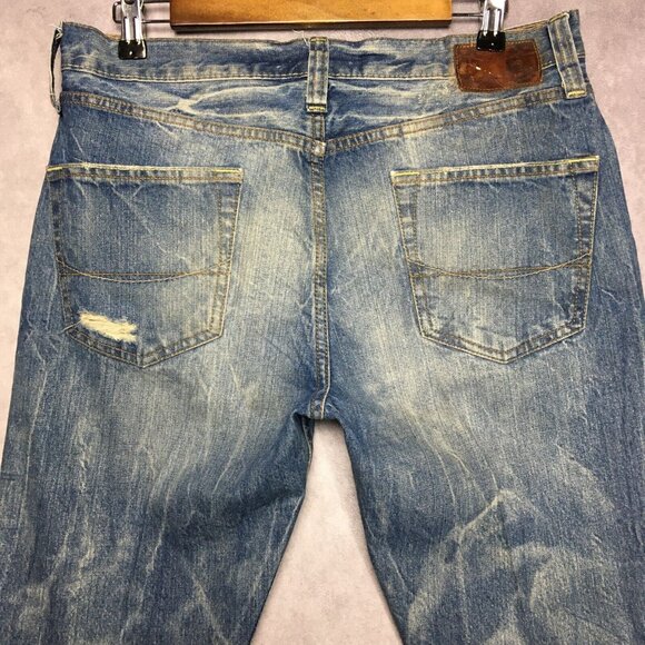 Bullhead Mens Blue Jeans size 32x30 Gravels Slim Fit Destroyed Distressed Denim - Picture 4 of 12